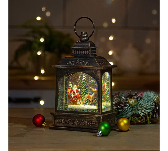 Изображение товара Новогодний фонарь Winter Glade Санта-Клаус на санях F428-1