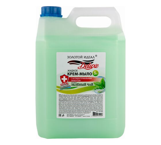Изображение товара Жидкое крем-мыло Золотой идеал DELUXE Зеленый чай c антибактериальным эффектом 5 л 607499