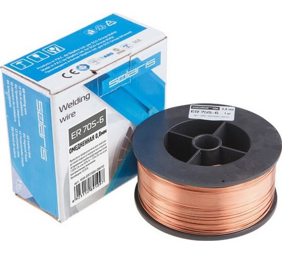 Изображение товара Проволока сварочная ER 70S-6 0.8 мм, омедненная, 1 кг SOLARIS WM-ER70S6-08010
