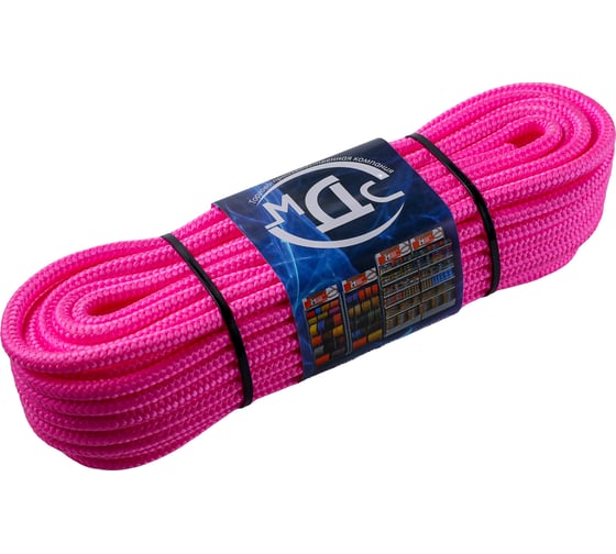 Изображение товара Плетеный неоновый шнур ТОРГОВО-ПРОИЗВОДСТВЕННАЯ КОМПАНИЯ МДС полипропилен, 8 мм, 16 прядный, с сердечником, 20 м 7930050322049