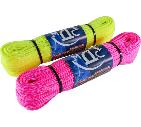 Изображение товара Плетеный неоновый шнур ТОРГОВО-ПРОИЗВОДСТВЕННАЯ КОМПАНИЯ МДС полипропилен, 3 мм, 16 прядный, с сердечником, 50 м 7930050322001