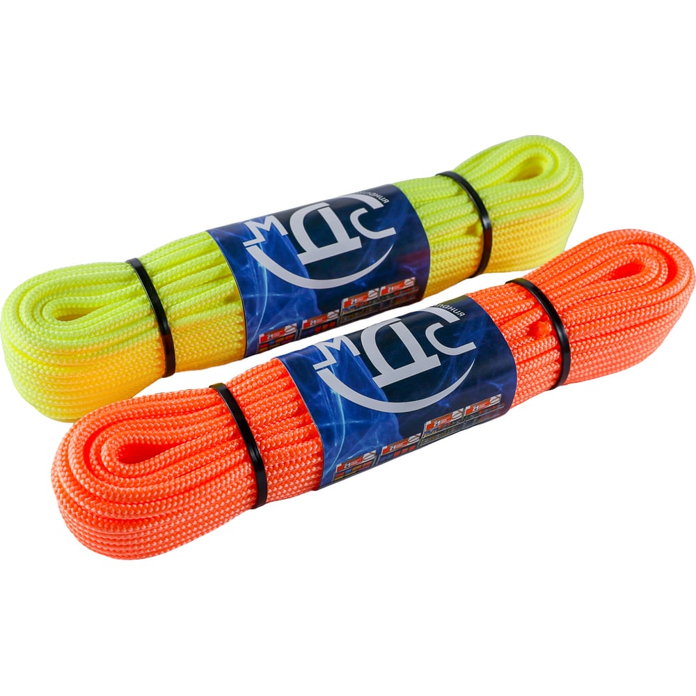 Изображение товара Плетеный неоновый шнур ТОРГОВО-ПРОИЗВОДСТВЕННАЯ КОМПАНИЯ МДС полипропилен, 4 мм, 16 прядный, с сердечником, 20 м 7930050322018