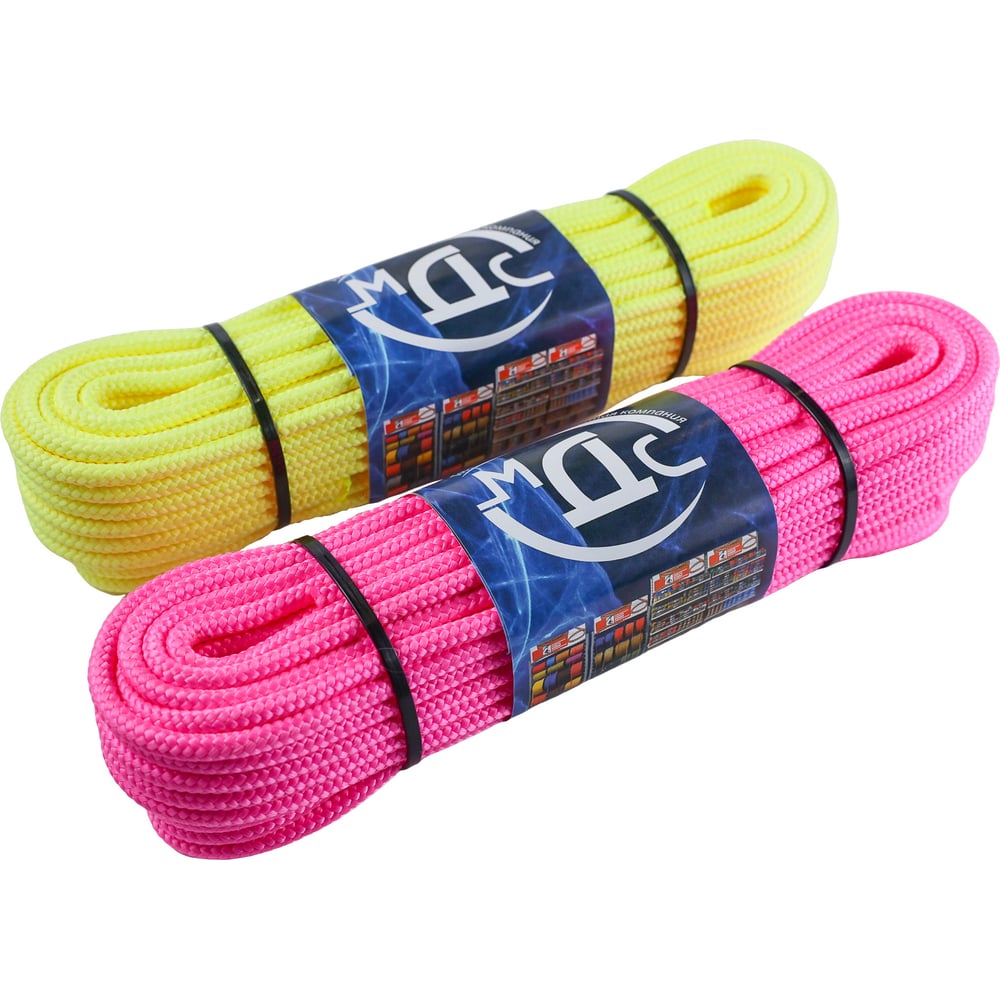Изображение товара Плетеный неоновый шнур ТОРГОВО-ПРОИЗВОДСТВЕННАЯ КОМПАНИЯ МДС полипропилен, 6 мм, 16 прядный, с сердечником, 20 м 7930050322032