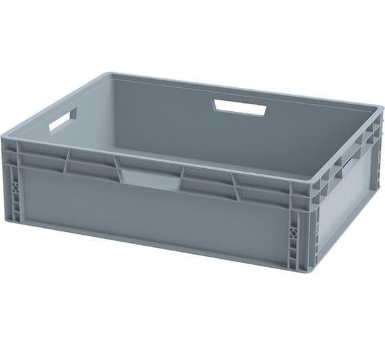 Изображение товара Ящик Sembol Plastik п/п, 800x600x220 мм, сплошной, усиленное дно, цв. серый 24293