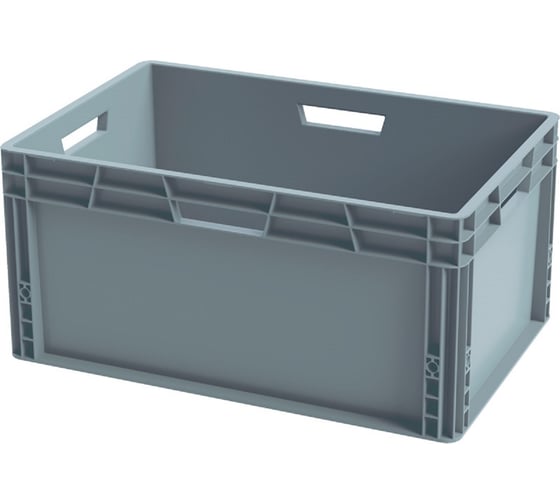 Изображение товара Ящик Sembol Plastik п/э, 600x400x280 мм, сплошной, усиленное дно, цв. серый 24287