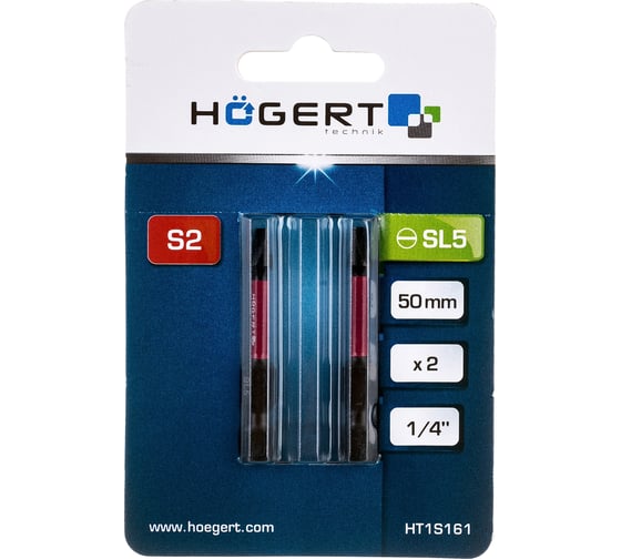 Изображение товара Биты ударные SL5, 50 мм, сталь S2, 2 шт HOEGERT TECHNIK HT1S161