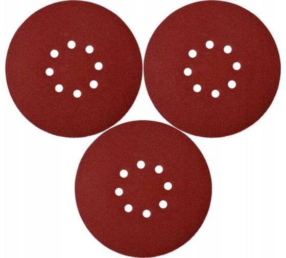 Изображение товара Набор шлифовальных кругов на липучке 3 шт, 180 мм, Р180, 8 отверстий YATO YT-83466