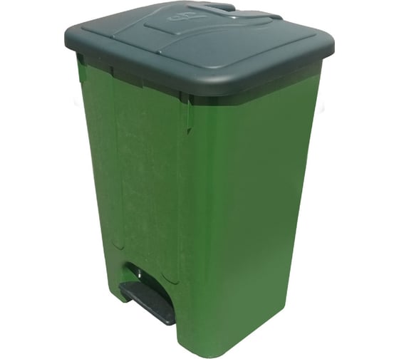 Изображение товара Мусорный бак Sembol Plastik 65 л, мороз., с крышкой, с педальным приводом, зелёный 26006