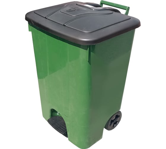 Изображение товара Мусорный бак Sembol Plastik 85 л, мороз., с крышкой, с педальным приводом, зелёный 26007