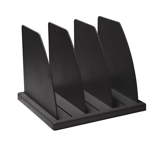 Изображение товара Подставка для журналов и бумаг СТАММ сборная, 3 отделения, черная ПБ07