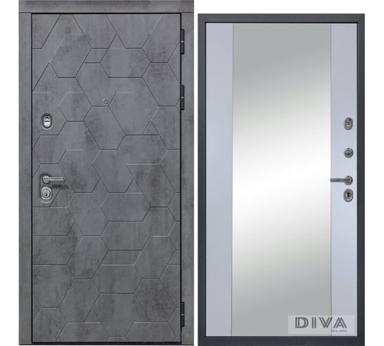 Изображение товара Дверь DIVA 51 Зеркало 2050x860 мм Правая Бетон Темный - Д15 Силк Маус УТ-00073736