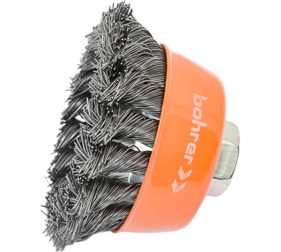 Изображение товара Кордщетка чашеобразная 75 мм, витая жесткая проволока для УШМ Bohrer 36200075