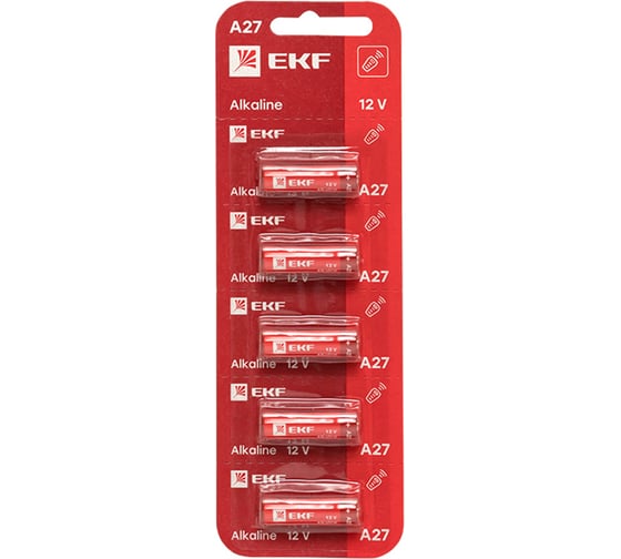 Изображение товара Алкалиновая батарейка EKF типа А27 для сигнализаций блистер 5шт. A27-BL5