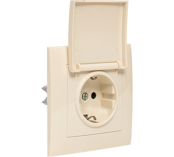 Изображение товара 1-местная розетка EKF Валенсия с заземлением 16А кремовая с крышкой и защитными шторками EWV10-124-20