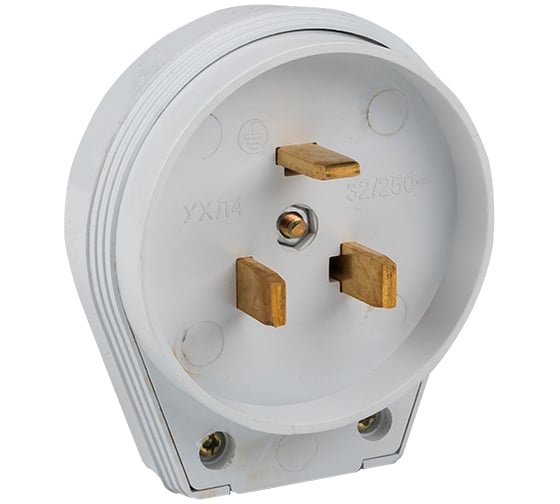 Изображение товара Вилка для разъема РШ-ВШ EKF 32А 250В 2P+PE пластиковая белая AS-250-B-01