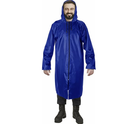 Изображение товара Многоразовый плащ-дождевик Грандмастер синий, на молнии, с ПВХ покрытием, р.60-62, рост 170-176 610868