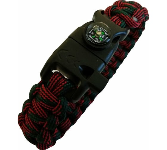 Изображение товара Браслет из паракорда со свистком, компасом и огнивом Следопыт 26x2 см PF-PD-04