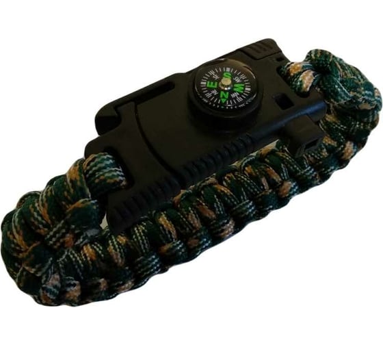 Изображение товара Браслет из паракорда со свистком, компасом, лезвием и огнивом Следопыт 26x2 см PF-PD-03