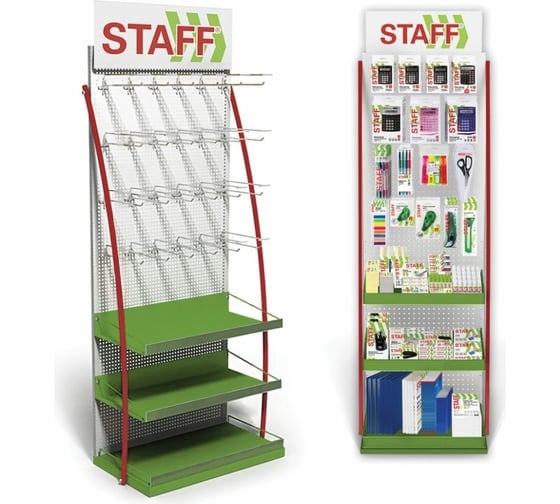 Изображение товара Напольная стойка для размещения товара Staff 2050x600x500 мм, 25 крючков, 3 полки 504876