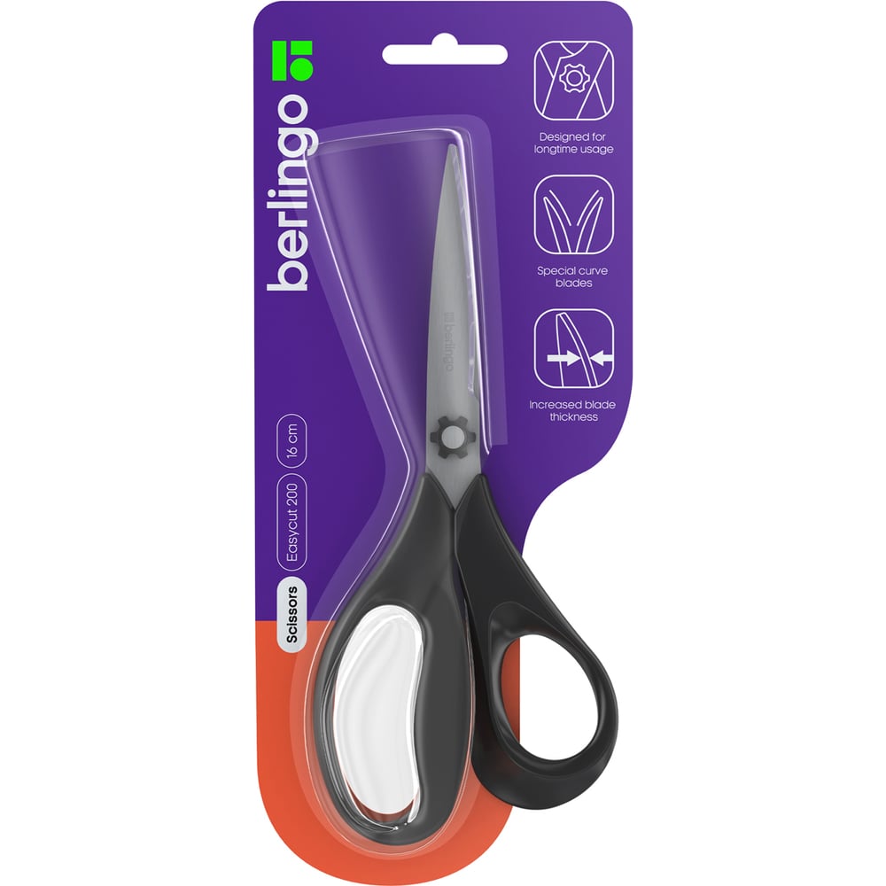 Изображение товара Набор ножниц Berlingo, 12 шт  в упаковке, Easycut 200, 16 см, эргономичные ручки, европодвес  DNn_16045