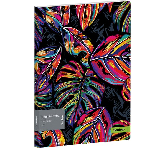 Изображение товара Папка на 2 кольцах Berlingo Neon Paradise 24 мм, 600 мкм, с рисунком, D-кольца, с внутр. карманом RB4_2D081