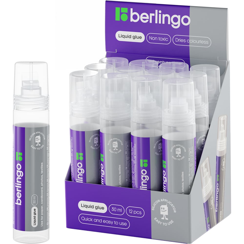 Изображение товара Канцелярский клей Berlingo с плоским силиконовым аппликатором 30 мл FNn_06130