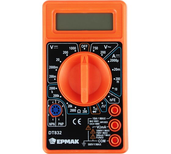 Изображение товара Мультиметр цифровой ЕРМАК DT-832 660-004