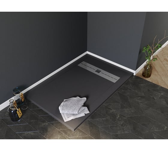 Изображение товара Литьевой поддон Aquanet Delight NEW 1200х900х30 мм, крышка из нерж, черный камень 008.1B 00260112