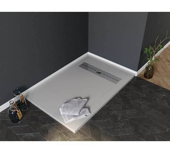 Изображение товара Литьевой поддон Aquanet Delight NEW 1200х900х30 мм, крышка из нерж, серый камень 008.1G 00260111