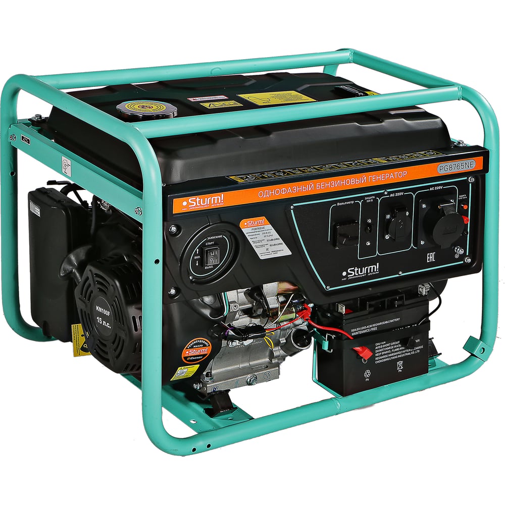 Изображение товара Бензогенератор Sturm 6500 ВА с AVR и авто. рег. напряжения, ручной и электростартом
