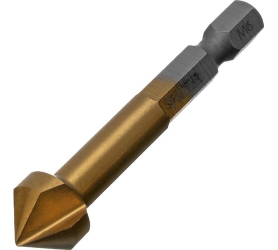 Изображение товара Зенковка конусная под М6, HSS, по металлу, шестигранный хвостовик Denzel 72307
