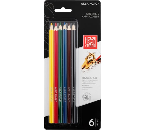 Изображение товара Набор цветных карандашей Аква-колор заточенные 10 шт х 6 цветов 626236