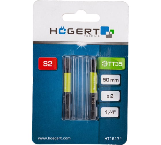 Изображение товара Биты ударные Т35, 50 мм, сталь S2, 2 шт HOEGERT TECHNIK HT1S171