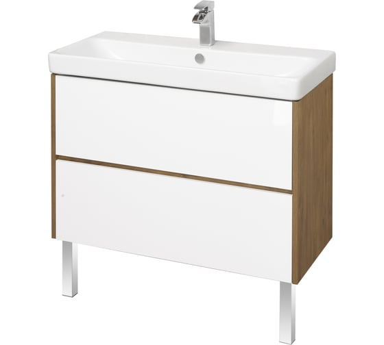 Изображение товара Тумба под раковину AQUATON Сканди 90 белая, дуб рустикальный 1A251901SDZ90