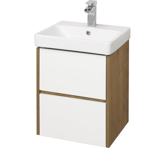 Изображение товара Тумба под раковину AQUATON Сканди 45 белая, дуб рустикальный 1A251601SDZ90