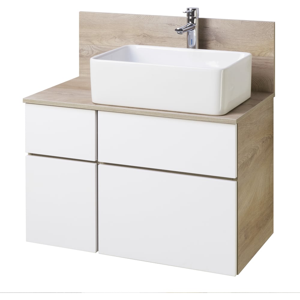 Изображение товара Тумба под раковину AQUATON Мишель 80 дуб эндгрейн, белый 1A244501MIX40