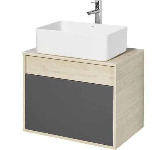 Изображение товара Тумба под раковину AQUATON Лофт Урбан 65 серый графит, дуб орегон 1A254001LQX60