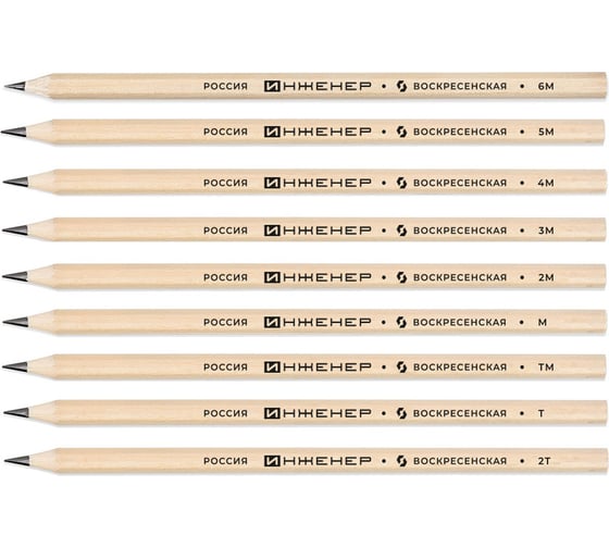 Изображение товара Набор графитных карандашей Воскресенская карандашная фабрика заточенные ассорти 8 х 12 шт 518347