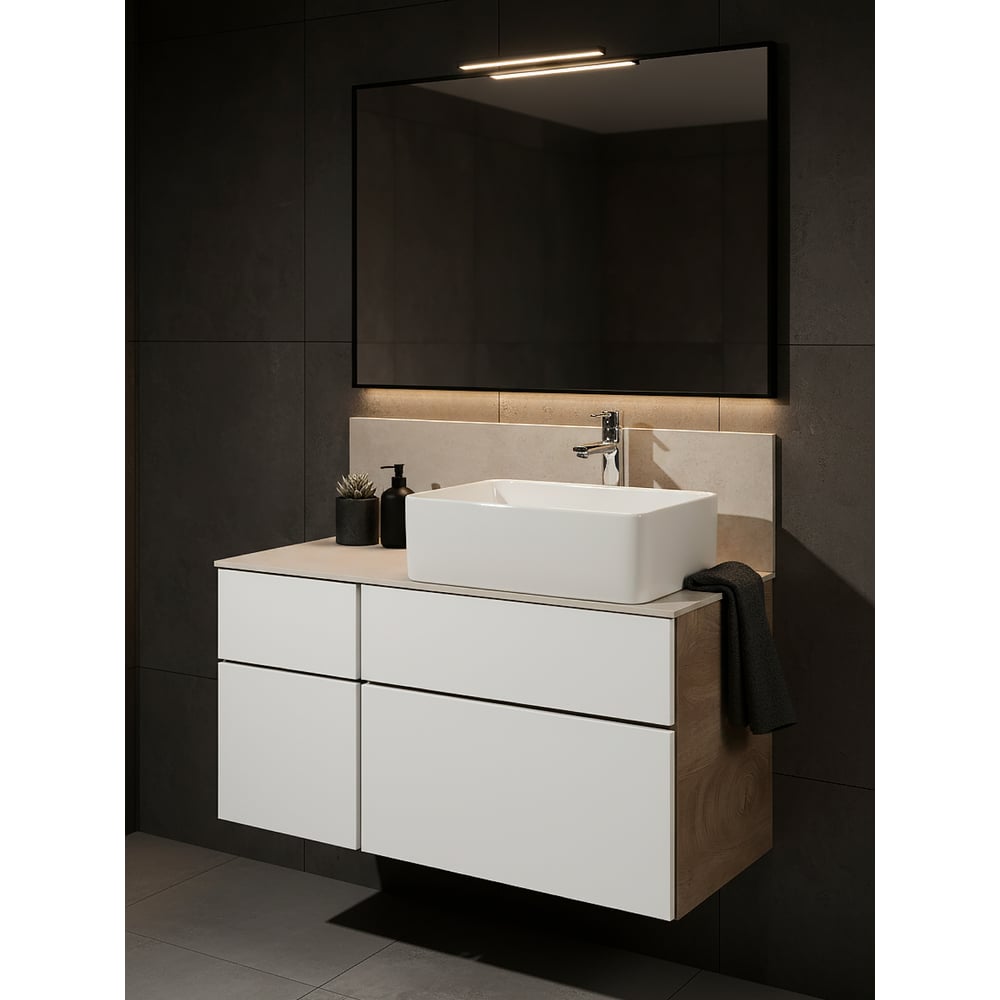 Изображение товара Тумба под раковину AQUATON Мишель 100 дуб эндгрейн белый