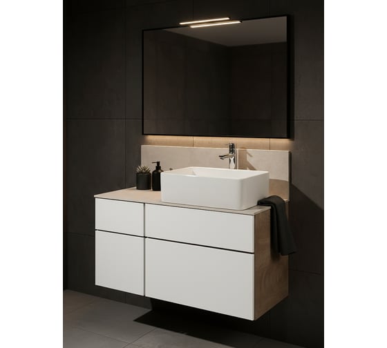 Изображение товара Тумба под раковину AQUATON Мишель 100 дуб эндгрейн, белый 1A244101MIX40