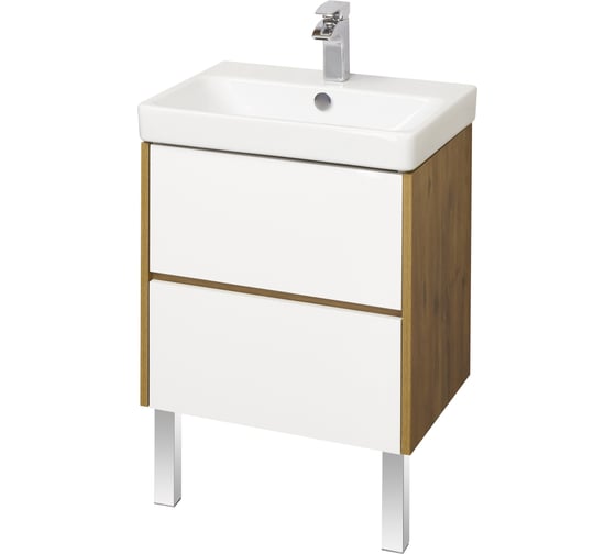 Изображение товара Тумба под раковину AQUATON Сканди 55 белая, дуб рустикальный 1A251701SDZ90