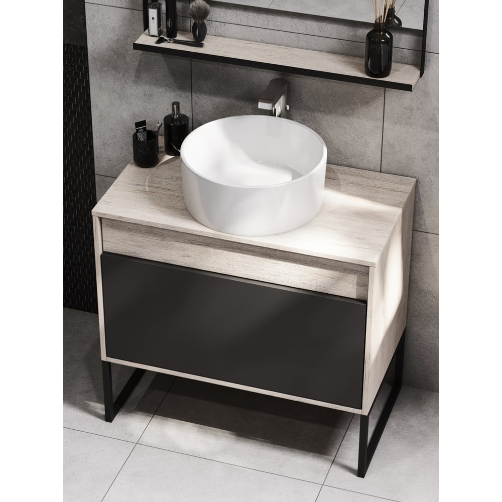 Изображение товара Тумба под раковину AQUATON Лофт Урбан 80 серый графит, дуб орегон