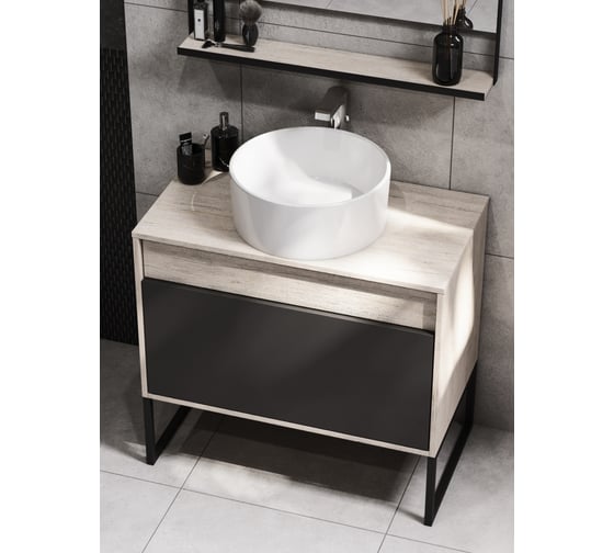 Изображение товара Тумба под раковину AQUATON Лофт Урбан 80 серый графит, дуб орегон 1A247601LQX60