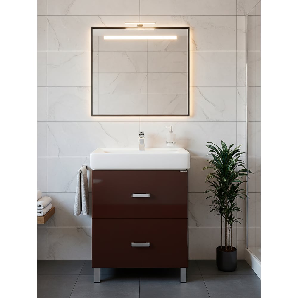 Изображение товара Тумба под раковину AQUATON Америна 60 Н темно-коричневая стильная современная