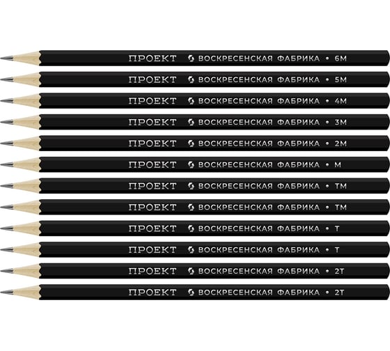 Изображение товара Набор графитных карандашей Воскресенская карандашная фабрика ОПП заточенные ассорти 8 шт х 12 517790