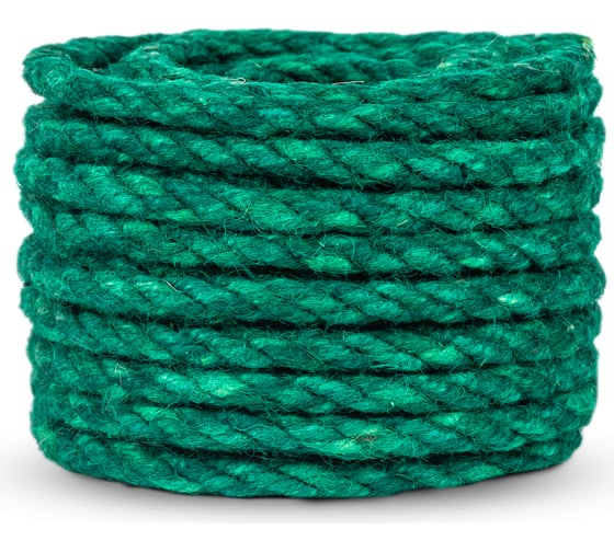 Изображение товара Джутовый канат ЩИТ ДТ тросовой свивки, диаметр 8 мм, зеленый, в отрезках по 15 м ЦН 13748-1