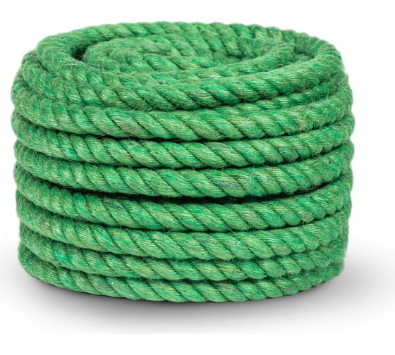 Изображение товара Джутовый канат ЩИТ ДТ тросовой свивки, диаметр 12 мм, зеленый, в отрезках по 15 м ЦН 13752-1