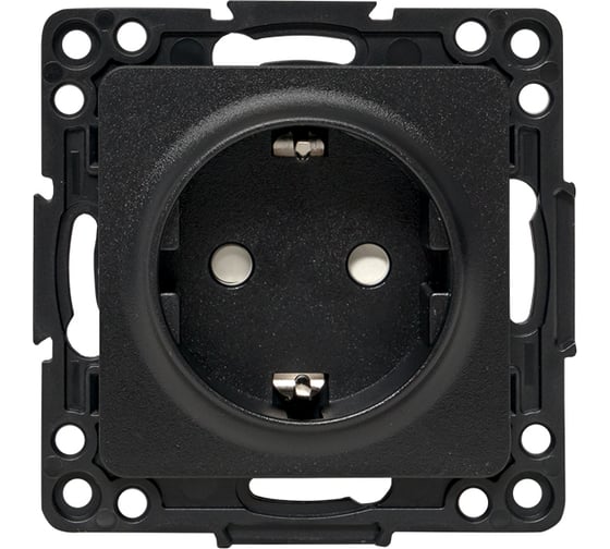 Изображение товара Механизм 1-местной розетки EKF Стокгольм с/з 16А в/к черный с защ. штор. EZR16-028-20