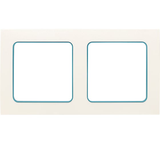 Изображение товара 2-местная рамка EKF Стокгольм белая с линией цвета синий EXM-G-305-30