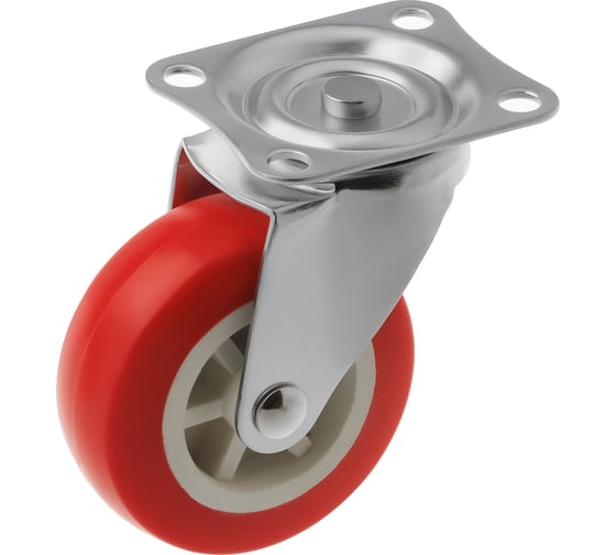 Изображение товара Мебельное колесо А5 41075S 75 мм, поливинилхлорид, крепление площадка, красное 1006396